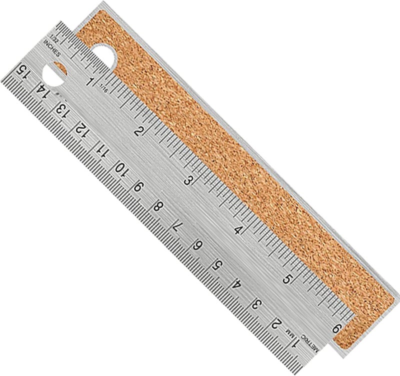 Boompark Metal Ruler 6 Inch:[1 Pieces 6 Inch] Non-Slip Cork Backing Rulers with Inch and Centimeters Prevent Ink Leakage:for School Office Drawing Engineering - Image 1